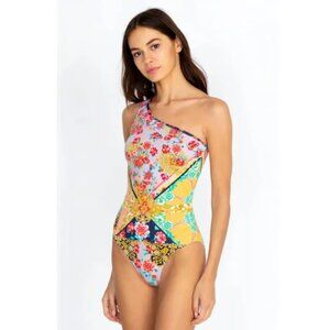 Johnny Was Floral One Shoulder Raina One Piece Swimsuit Size S
